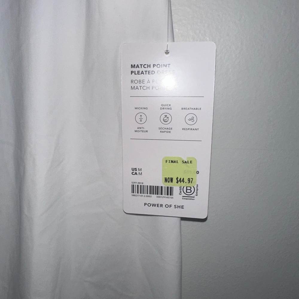 Athleta Bright White Match Point Pleated Tennis Golf Athletic Dress - Picture 6 of 6